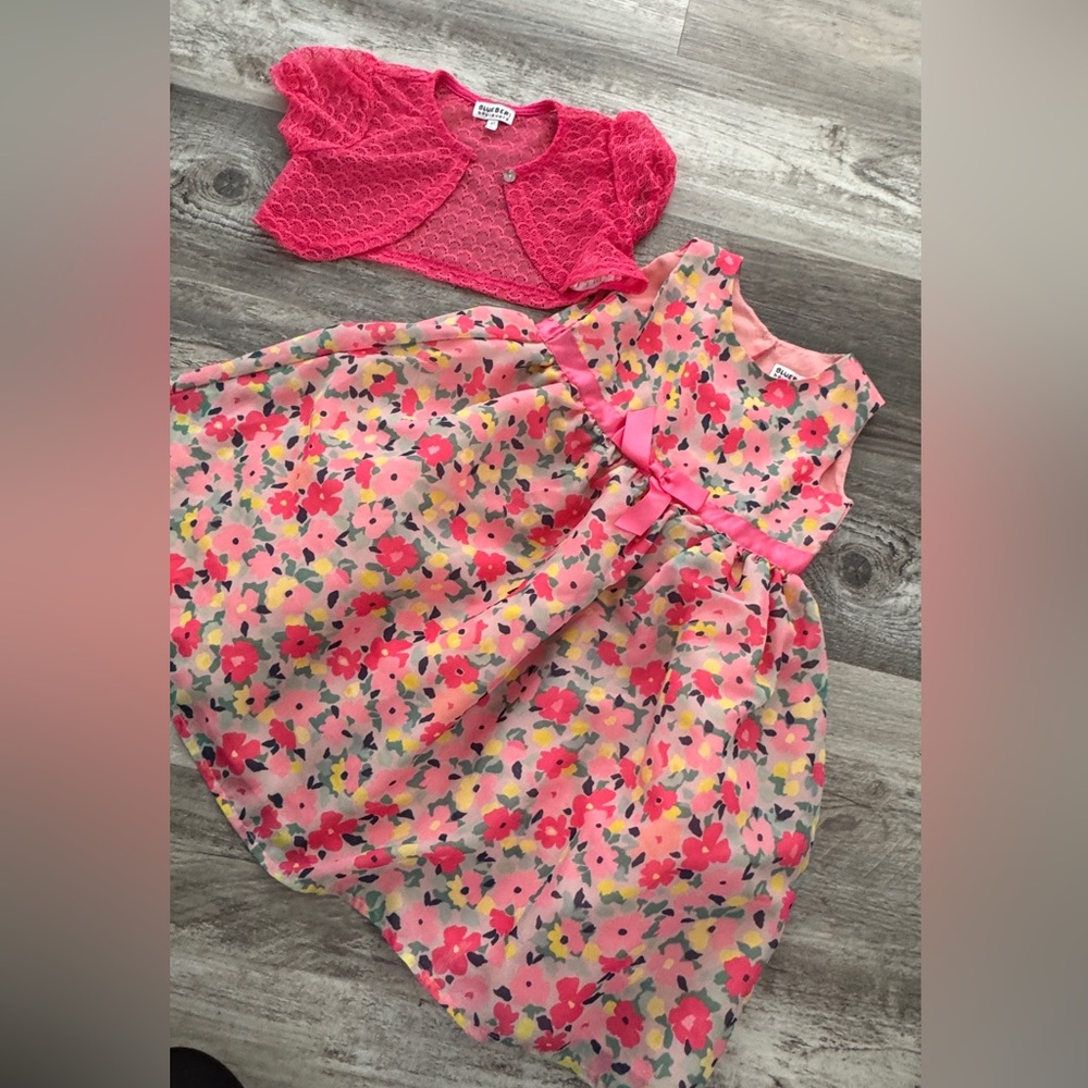 Blueberi Boulevard Pink Floral Kids Formal Dress